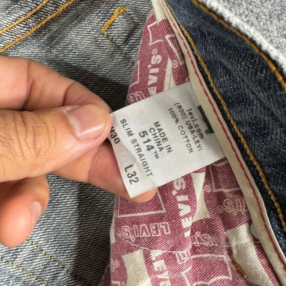 Levi's Jeans Mens Size 30x32 Blue 514 Slim Straight Cotton Light Wash Denim